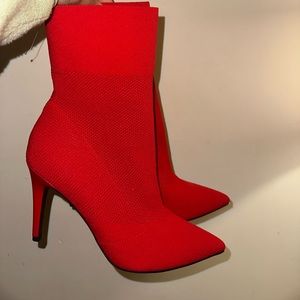 Bright red heeled sock booties ❤️